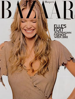 Photo de Elle McPherson pour la couverture du magazine Bazaar par Graham Shearer